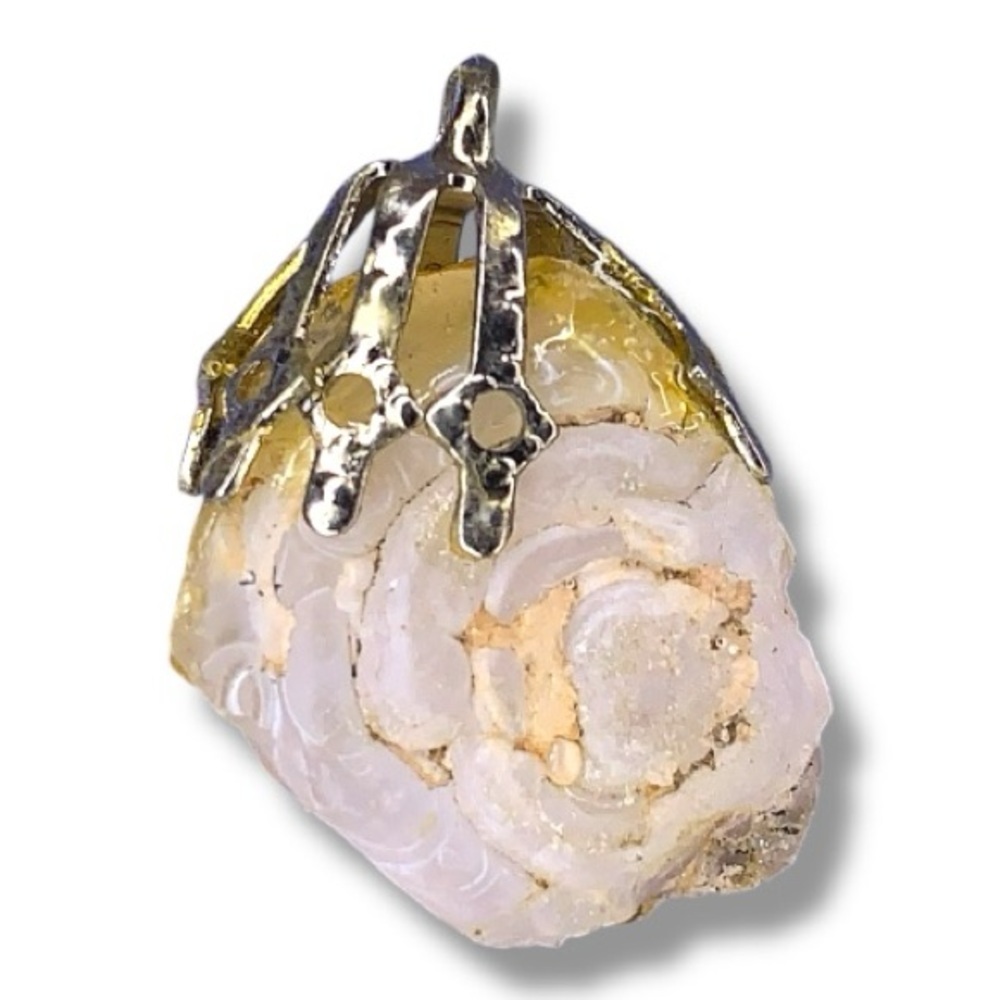 Vintage Agate Gold Wrap Pendant Boho Bohemian Whimsigoth